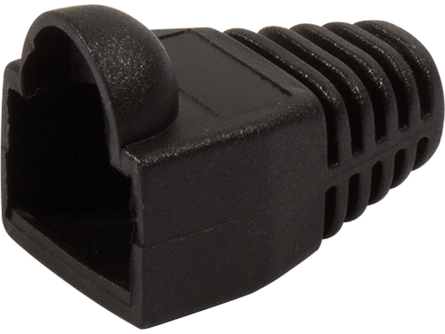 Blød hætte til RJ45 modularstik - 6,5mm, Sort (1 stk.)