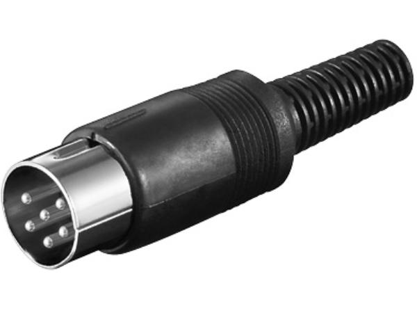 DIN stik - 6pol han multistik 240° Plasthus, Sort