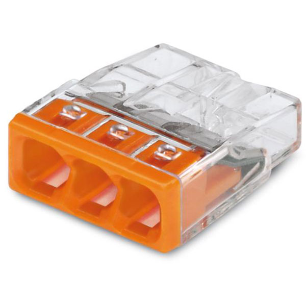 Skrueløs klemme 3x0,5-2,5mm² orange - 1 stk.