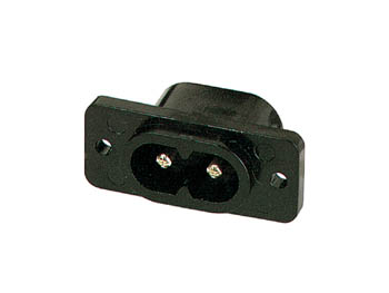 Apparatfatning - 2pol C8 han for flad C7 (8-tal) stik, Sort