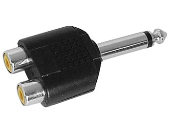 6,35mm mono JACK han til 2 x RCA(Phono) hun