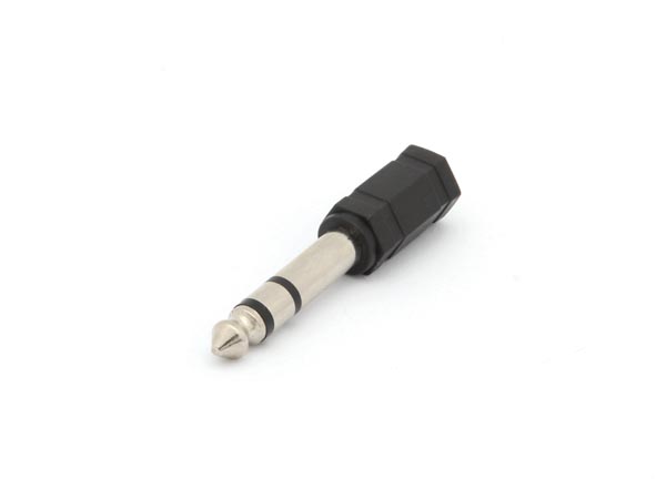 6,35mm stereo JACK han til 3,5mm stereo JACK hun, Sort plast