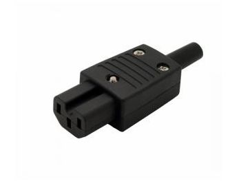 Apparatstik - IEC320-C15, 3pol hun, Lige, Sort (10A)