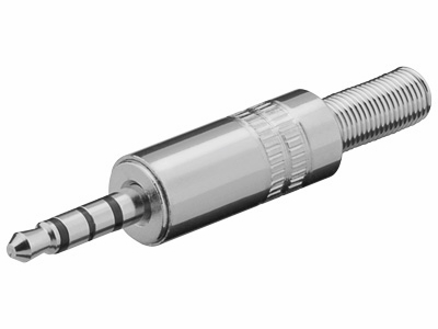 JACK stik - 3,5mm 4pol han, Metalhus m. fjederaflastning