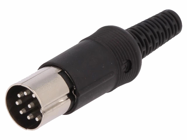 DIN stik - 8pol han multistik 262° Plasthus, Sort