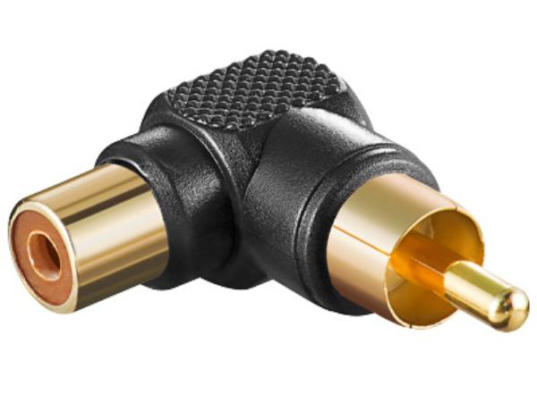 Phonostik - Retvinklet RCA han til RCA hun, Sort plast