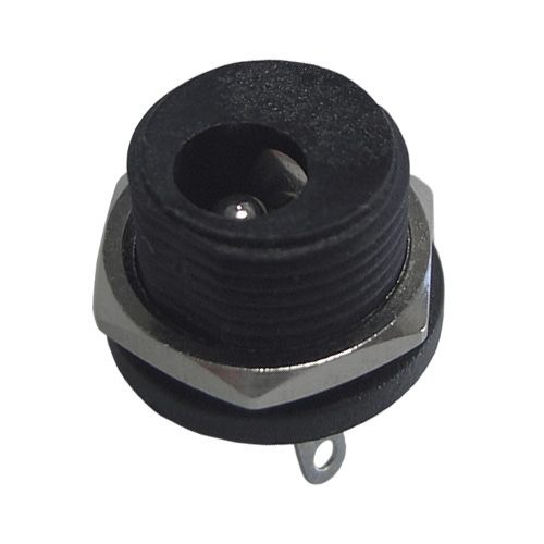 DC fatning - 5,5 x 2,5mm, til kabinet, loddeflige, formøtrik