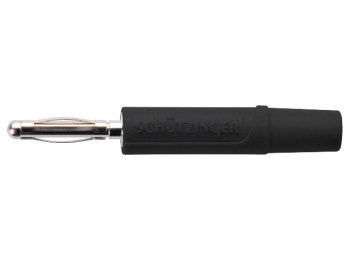 Bananstik - 2mm, 60Vdc / 10A, nikkel, Sort