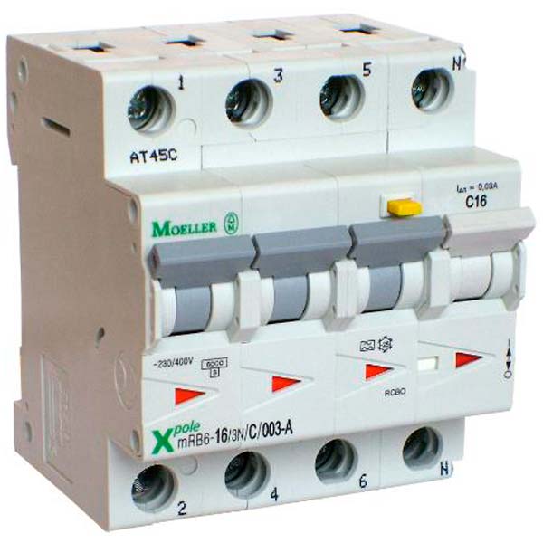 Kombiafbryder 16A 3P+N C 30mA 4M 6KA (HPFI type A)