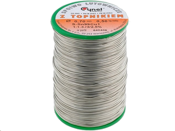 Blyfri loddetin - 99,3% Sn - 0,7% Cu, Ø0,7mm (500g)
