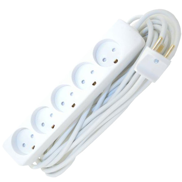 5 - stikdåse m. jord hvid m. 5m ledning