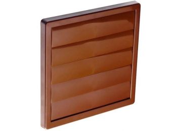 Ventilationsrist m. lukkespjæld - 170x170mm Ø150mm, Brun