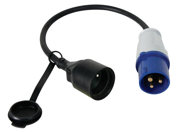 CEE adapterkabel - CEE han til Pin-Earth hun, 3G2.5 (40cm)