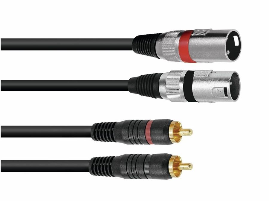 Prof. audiokabel - 2 x XLR han > 2 x RCA(Phono) han (3m)