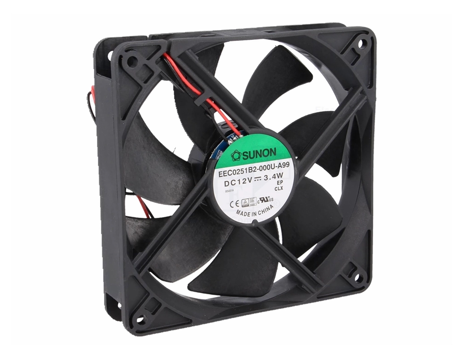 DC blæser - 120x120x25mm 12Vdc / 3,4W Kugleleje, 2 ledn.