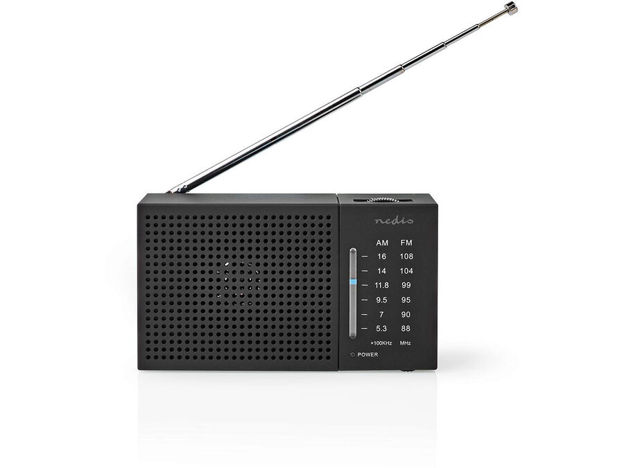 Bærbar FM-radio - AM/FM, Batteri, Analog, Sort