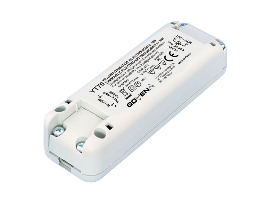 Halogen/LED transformator - 12Vac 0-70W/30W Dæmpbar