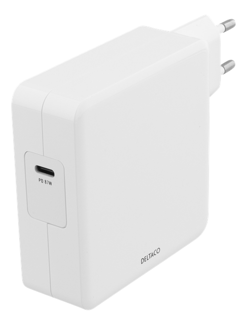 USB-C PD netadapter - 110-240Vac, 87W, 1 x USB-C, Hvid