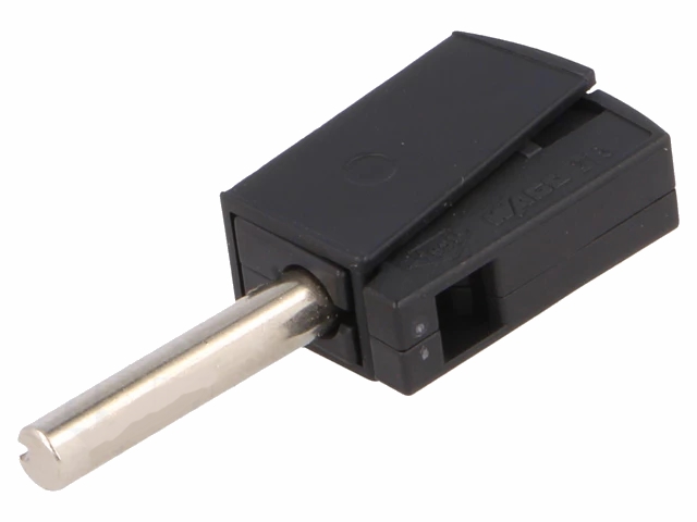4mm Bananstik m. ledningsklemme - Sort, 20A