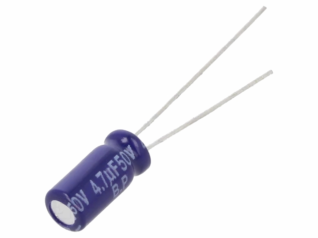 Bipolar Elektrolyt Kondensator - 4,7uF 50Vdc Lodret (±20%)