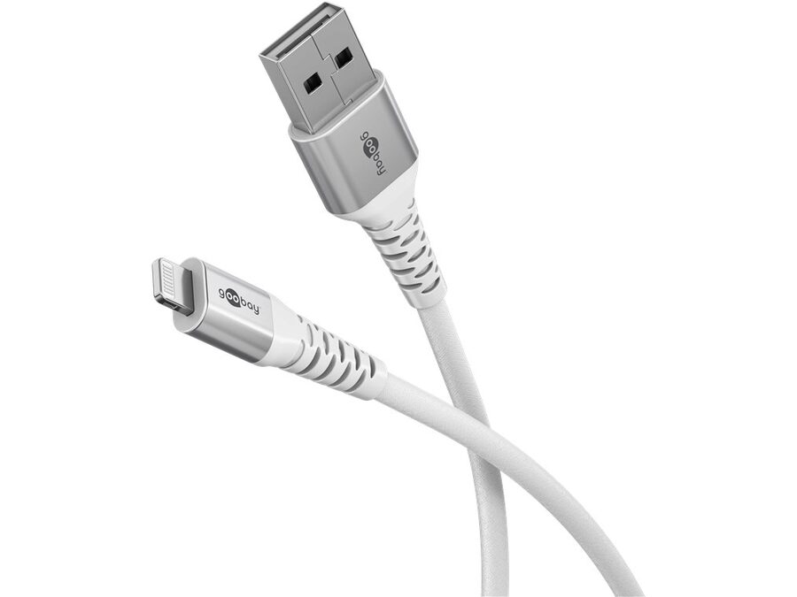 USB-A til Lightning Supersoft Tekstilkabel, 3A, Hvid (2m)