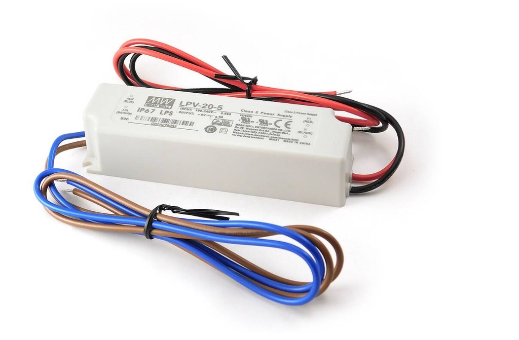 LED strømforsyning - 5Vdc 3A (15W) konst.spænding (IP67)