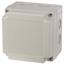 Fibox med gråt låg - 130x130x100 - 4 skruehuller