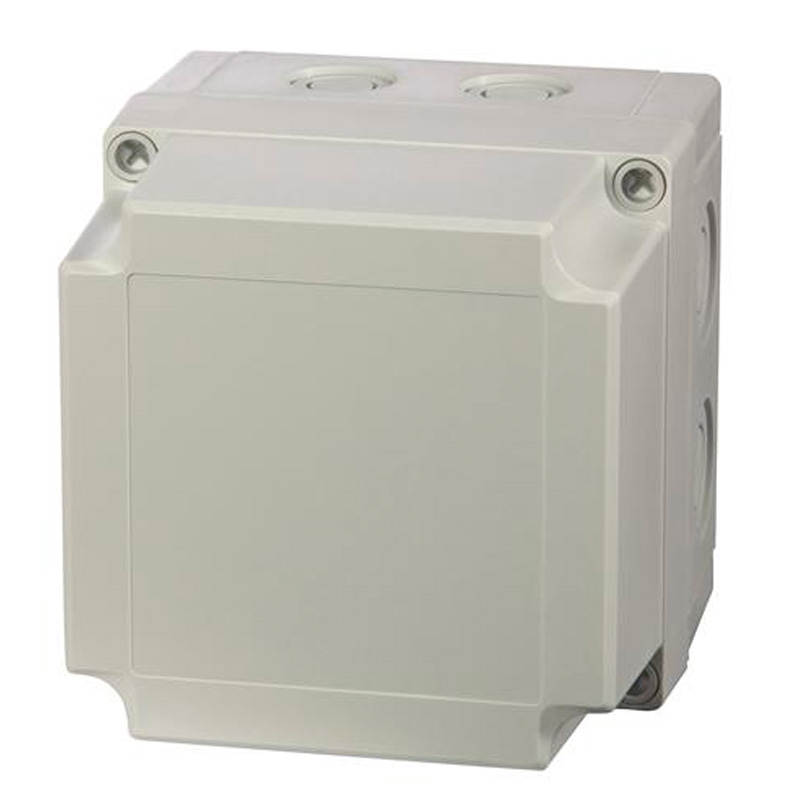Fibox med gråt låg - 130x130x125 - 4 skruehuller