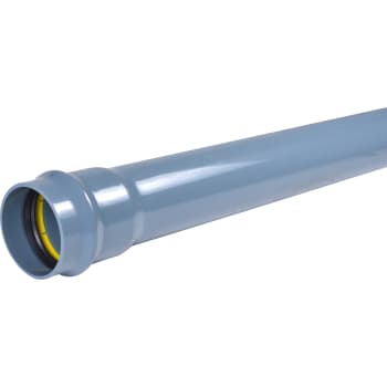 Wavin 90 mm PVC-trykrør med muffe, grå, PN10, 6 m