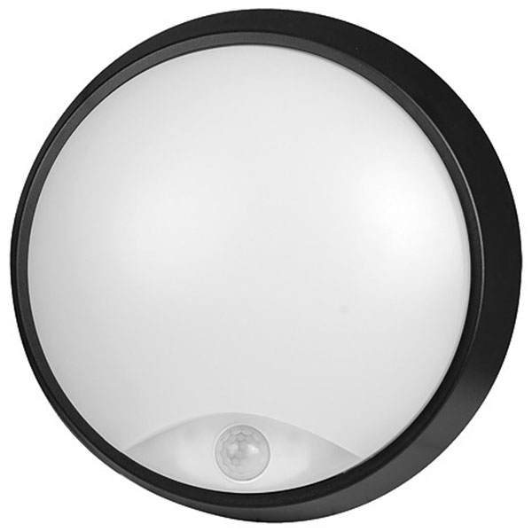 LED væglampe m. sensnor 14W 4200K IP54 sort