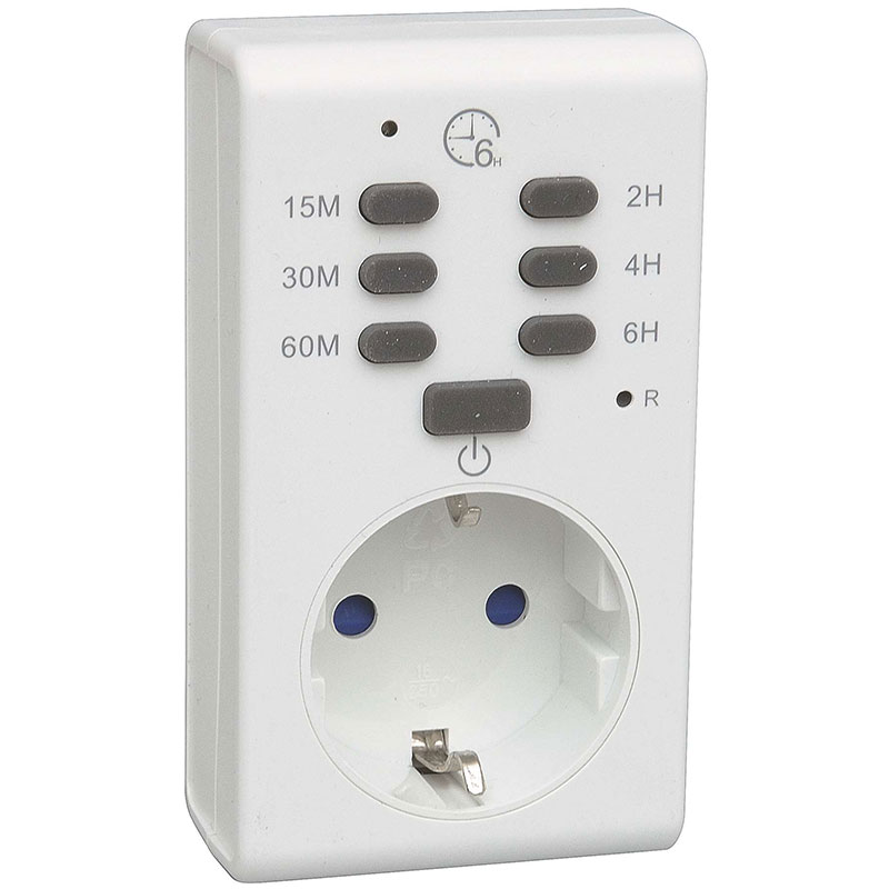Timer stikkontakt 15m-30m-60m-2h-4h-6h