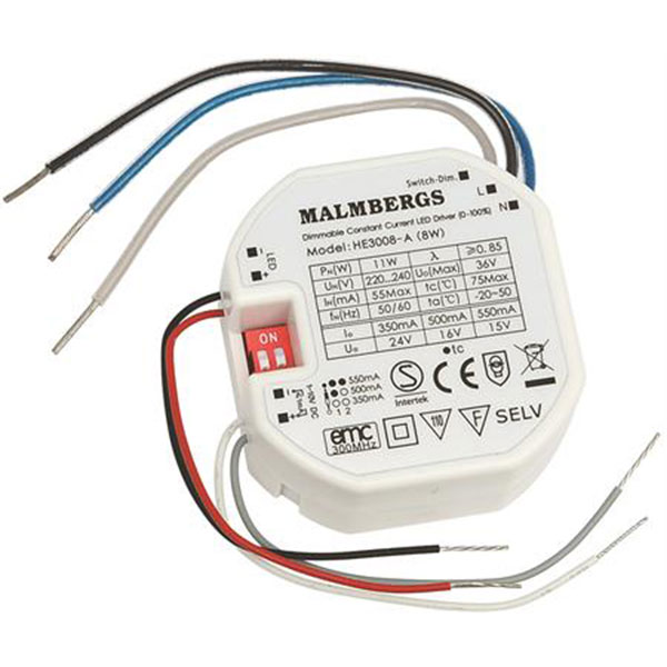 LED driver 8W 0-100% dæmpbar IP20