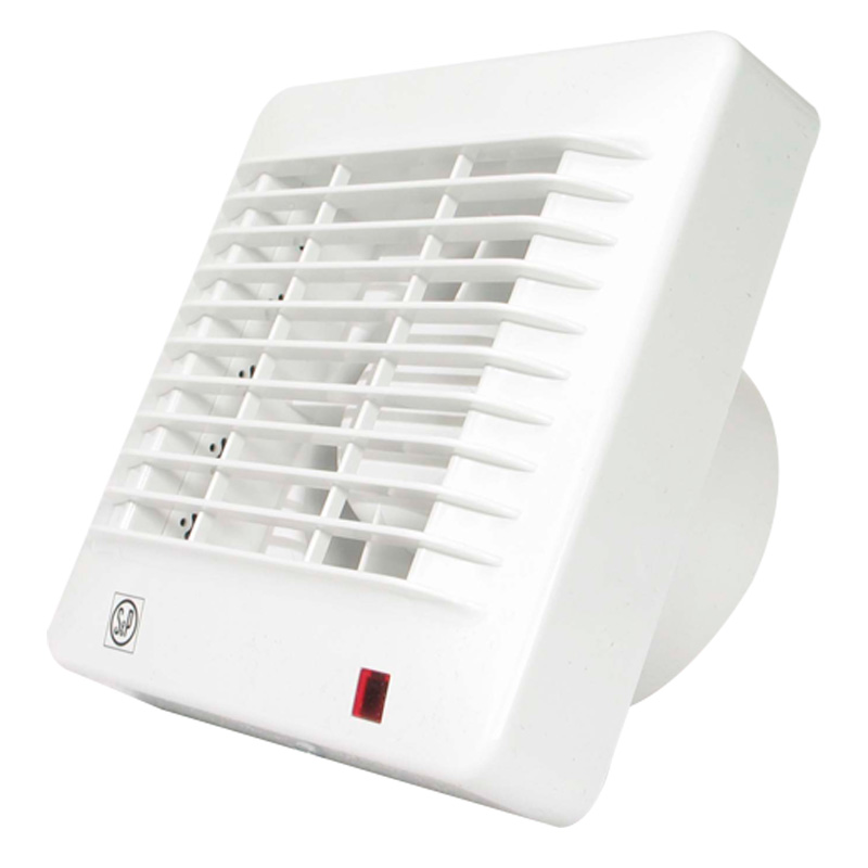 S&P ventilator EDM 100CHZM m. aut. lukke, kugleleje, hygrostat og snoretræk