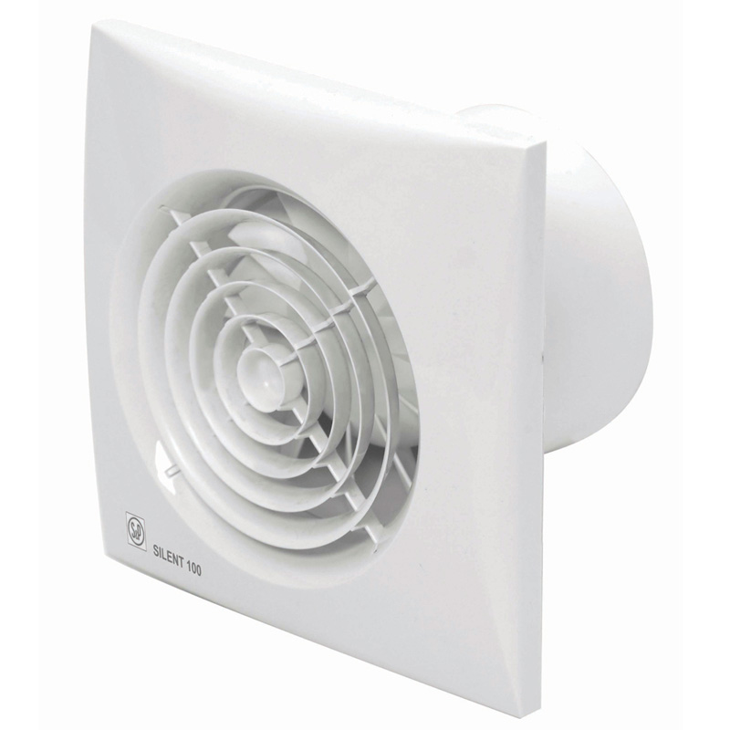 Ventilator Silent 100CRIZ m. kontraspjæld, timer og kugleleje