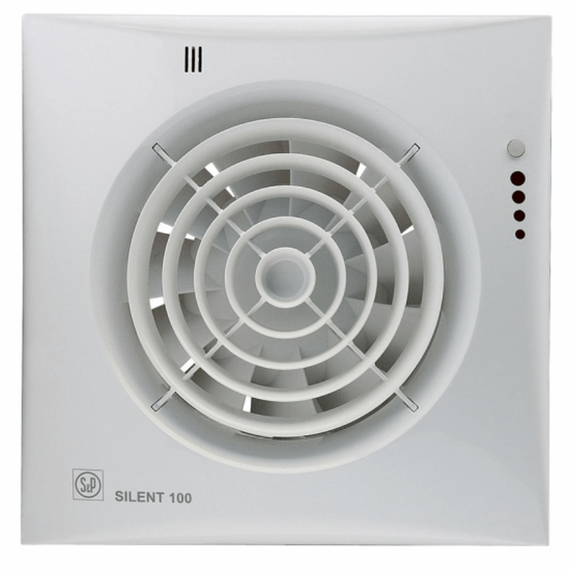 Ventilator Silent 100CHZ Visual m. kontraspjæld, kuglelejer, timer og hygrostat