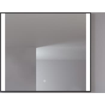 Loevschall Libra spejl 80x70 cm med sort ramme og to lysfelter