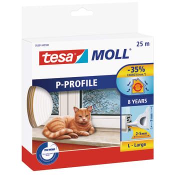 tesamoll® tætningsliste P-profil 25m x 9mm x 5.5mm hvid