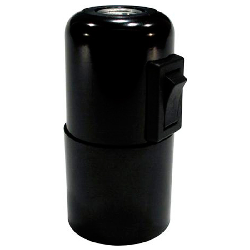 E27 fatning m. afbryder - sort