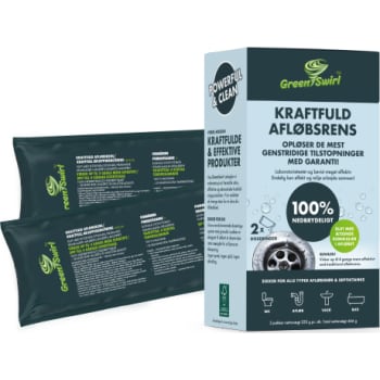 GreenSwirl kraftfuld afløbsrens - 2 doseringsposer à 233g.