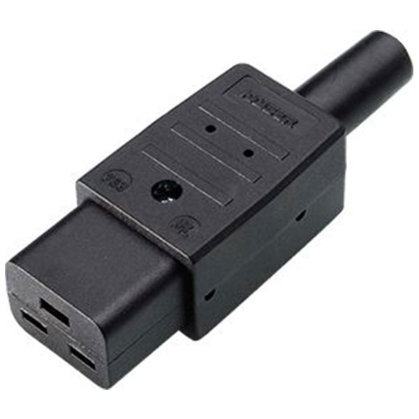 Apparatstik lige hun 16A/230V C19 - sort