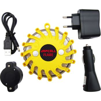 JAPCELL Flare genopladelig advarselslys / skildpadde med oplader