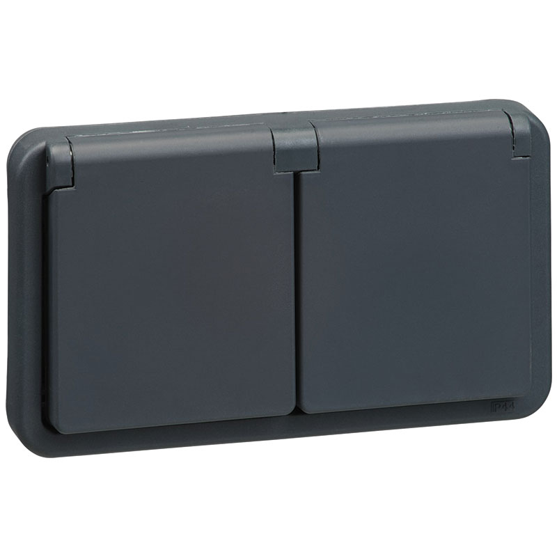 LK Opus 74 dobbelt stikkontakt med jord - antracit