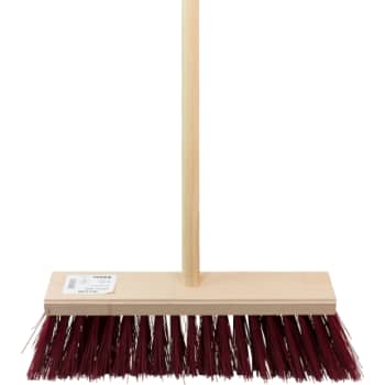 Roliba gadekost med skaft, røde hår, 19 x 5 rækker, 380 x 76 mm
