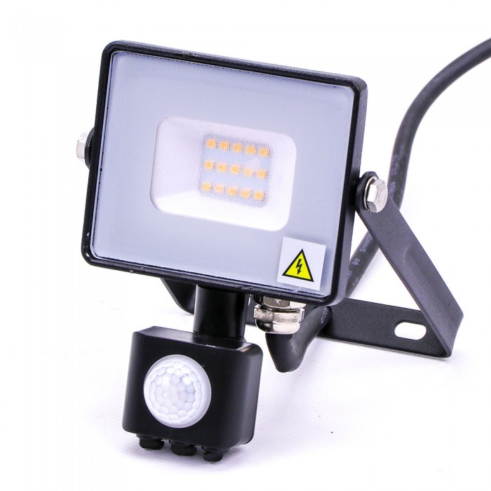 10W LED slim projektør m. sensor 4000K sort
