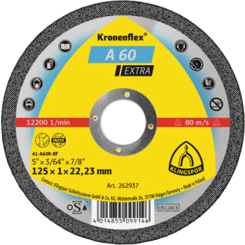 Klingspor skæreskive A 60 EX, til rust.stål, 125 x 1 mm, Lige