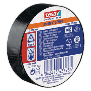 ISOLERINGSTAPE VDE/IEC PVC 10MX15MM SORT