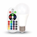 6W RGB LED pære Med RF fjernbetjening, E27