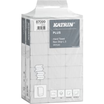 Katrin håndklædeark 87099 Plus, W-fold, 3-lags, hvid, 90 ark