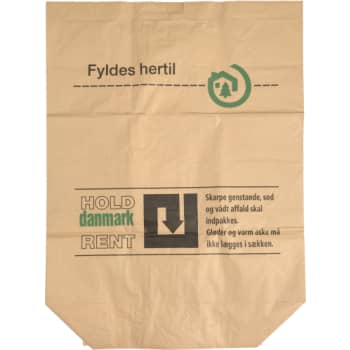 Papirsæk, HOLD DANMARK RENT, 2-lags brun, 70 x 95 x 25 cm, 100 l