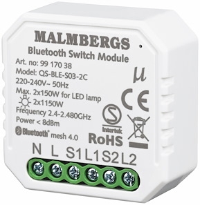 Bluetooth smart modul on/off 2-kanal/kroneafbryder, 2X1150W / 2X150W LED